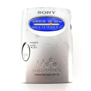 Sony Walkman SRF-59 AM/FM Radio Silver No Clip Tested & Works